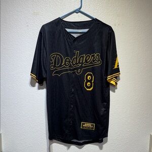 Kobe Bryant Los Angeles Lakers and Dodgers Black Mamba Print Black Gold Jersey